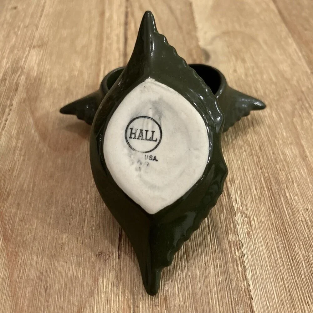 Hall Pottery Deviled Crab Baking Dish GREEN Butter Cup Ceramic #232 Ramekin (2)